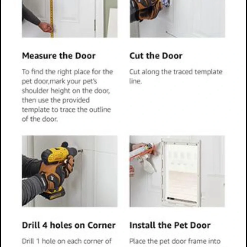 New 2 Ways Locking Pet Entry Door w/ Transparent Flap for Dogs / Cats (Medium)